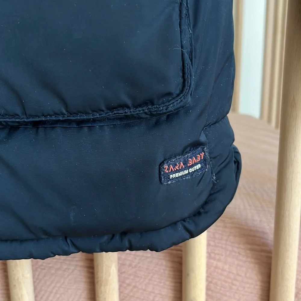 Zara Down Warm Puffer Jacket Coat with Fur Hood